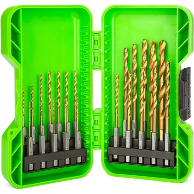 Набор сверл GREENWORKS HSS-TIN 1,5-8,0 мм 22 шт 2943907 Набор сверл GREENWORKS HSS-TIN 1,5-8,0 мм 22 шт 2943907